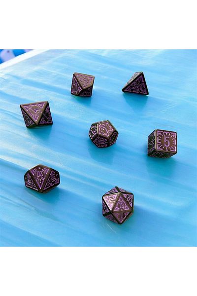 Le Majeur Dnd Frp Dice Set Set of 7 Dnd Dice Dungeons and Dragons Tabletop Game Dice Purple Black Pouch Gift