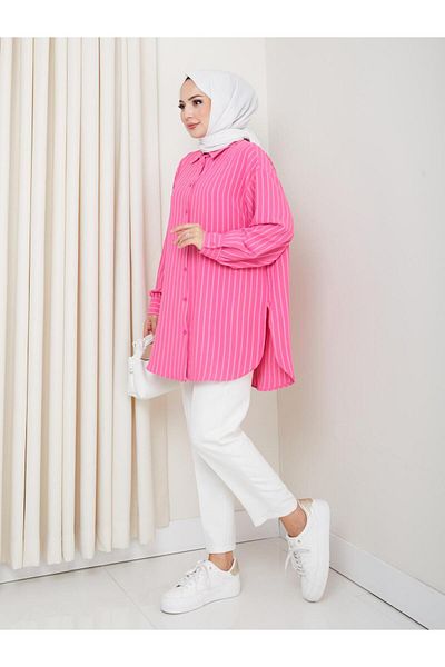 Kirazgym Striped Pattern, Anti-Sweat Fabric, Comfortable Fit Summer Tunic Shirt