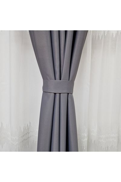 Perdelenoi by Igni Comex Blackout Drapes, Plain Grey , Set Of 2 Pieces