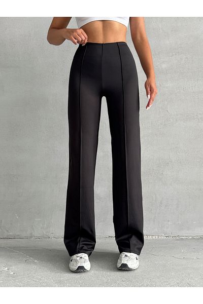 Miss Prova Premium Leggings Pants with Rib Detail and Waist Seat Missptl2672