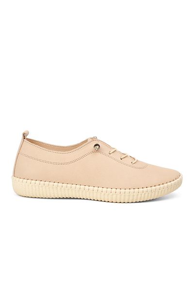 Voyager Beige Genuine Leather Women's Casual Shoes