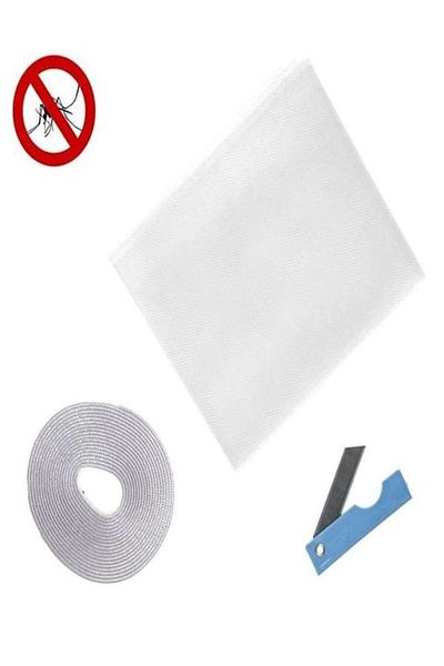 ANTBRO White mosquito net for window 1 × 1 m, insect protection, assembly with tape and knife included