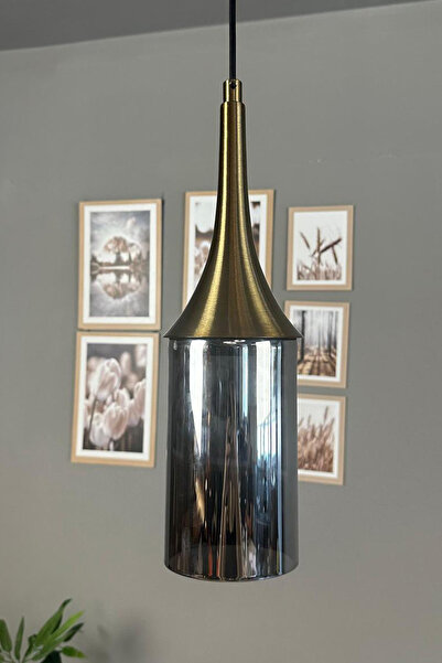 Bamyum Windy Cam Füme Tekli Avize Eskitme Külah Başlık Retro Sarkıt Lamba Salon Aydınlatma