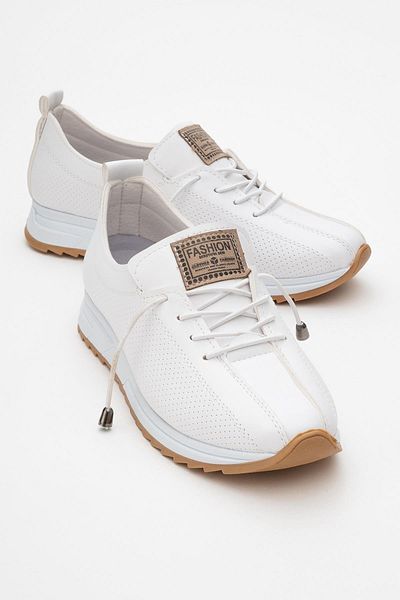 CCWAY AYAKKABI Women's Lace-Up Casual Shoes White Skin