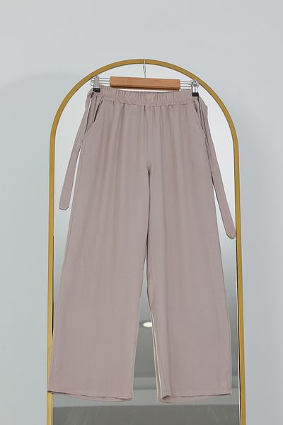 DPARİS Elastic Waist Relaxed Fit Loose Leg Casual Trousers