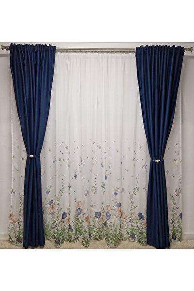 Perdelenoi by Igni Comex Blackout Drapes, Navy Blue, Set Of 2 Pieces