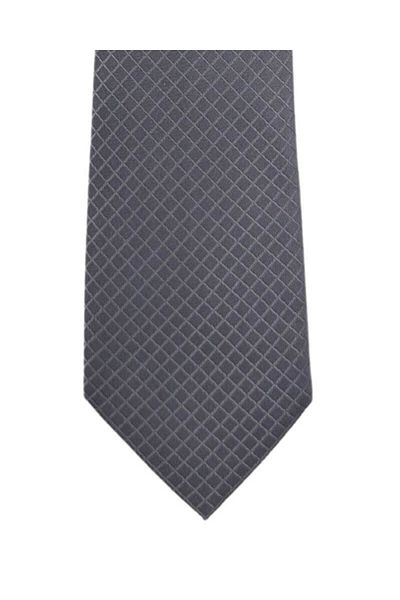 1001 Kravat 7.5 cm Wide Geometric Patterned Gray Tie
