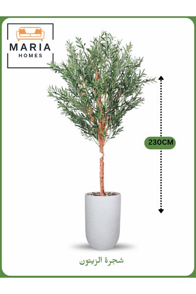 MARIA HOMES Artificial Olive Tree 230 cm – Large Decorative Tree with White Pot