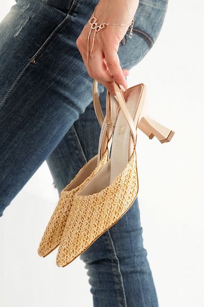 PAYZİN '' Rengi̇n'' Kilim Patterned Pointed Toe Open Back 9 cm Goblet Heel Women's Shoes New Season