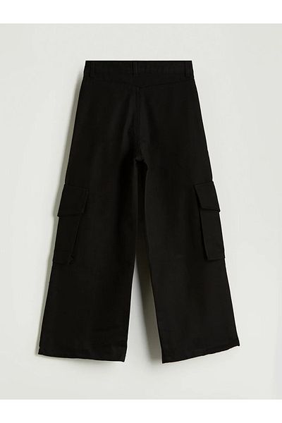 LC Waikiki Lcw Kids Black Wideleg Girl's Cargo Pants
