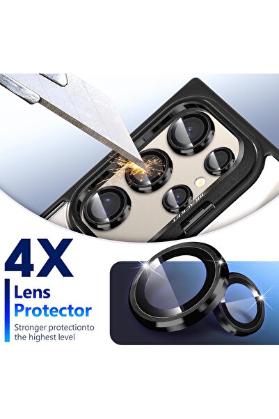 m.tk moveteck Samsung Galaxy S25 Ultra Kılıf Standlı Mika Magsafe Hassas Buton Metal Tuşlu +Kamera Lens Cam Hediye