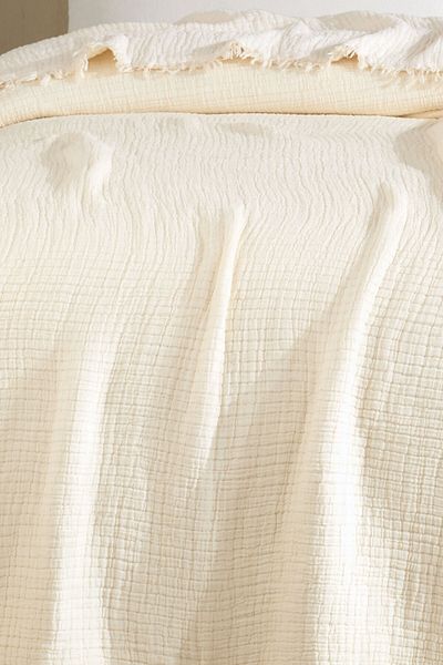 VAROL Single 5 Layer 100% Cotton Muslin Bedspread - Cream
