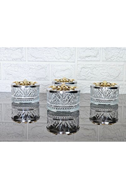 atabey home collection Sugar Bowl 6 Pieces with Silver Lid Black Daisy Detail Cookie Bowl & Presentation