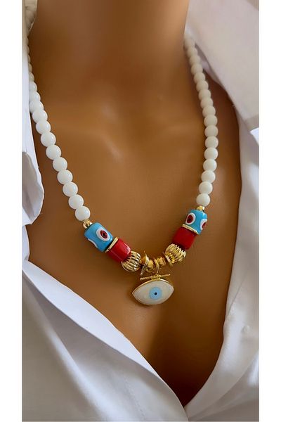 Nevaa Still Basement Bead Eye Summer Design Necklace
