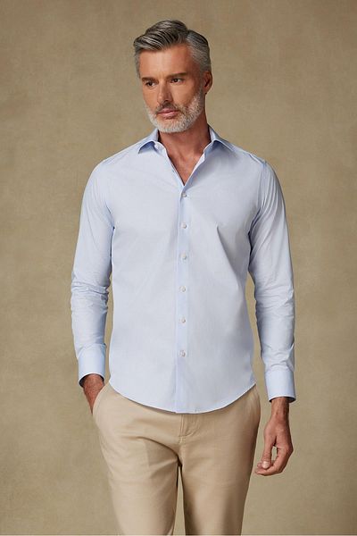 Abbate Bb Club Oscar Poplin Cotton Polyester Slim Fit Light Blue Classic Collar Men's Solid Shirt