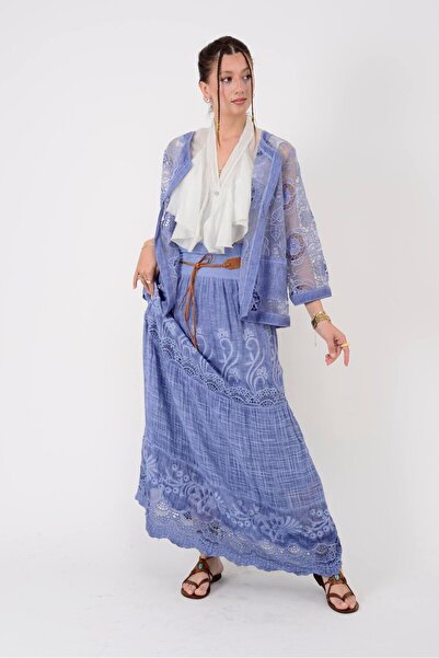 Park Moda Sn722 Belt Detail Cotton Skirt