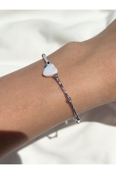 Eylülün Takısı Women's Silver Color Heart Design Bracelet