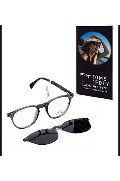 Toms Teddy Tt064 C405P 47Ekt Unisex Polarized Clip-On Blue Light Protection (Smoked/Black Handle)