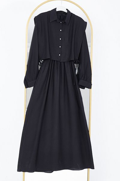 DPARİS Hijab Dress with Tie-Up Vest on the Sides