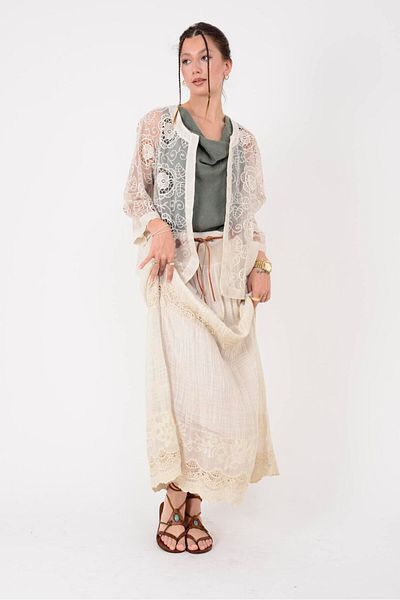 Park Moda Sn722 Belt Detail Cotton Skirt