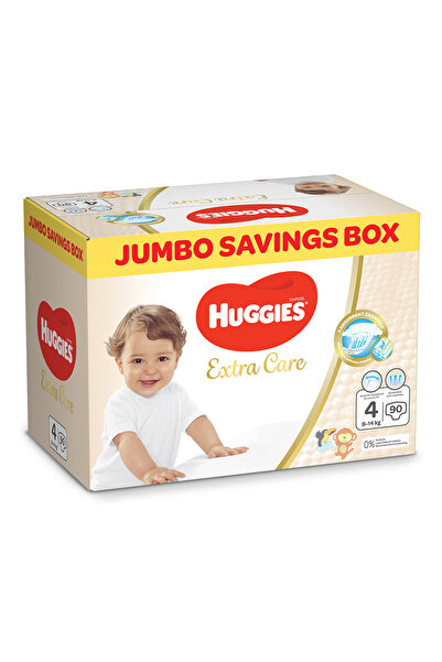 Huggies حفاضات العناية الإضافية، عبوة جامبو، مقاس 4، من 8 إلى 14 كجم، 90 حفاضة