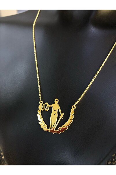 vogutima jewelery&silver by timuçin mavili Gümüş Kolye - Adalet Simgesi • Avukat • Hakim • Savcı 925 Ayar Gümüş Sarı Renk Hediye Kolye