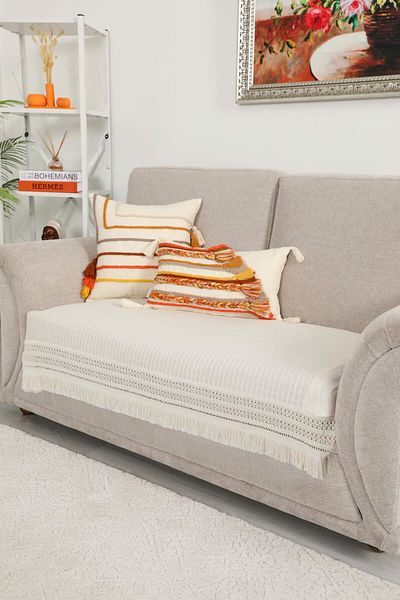 Aisha's Design Lace Embroidered 2-Piece Sofa Cover 87X155Cm,Ko-41Ik