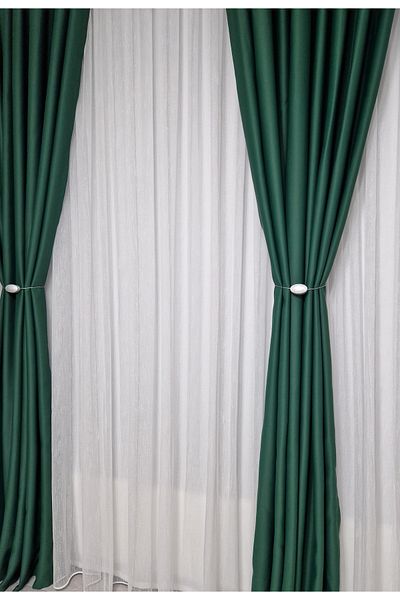 Perdelenoi by Igni Comex Blackout curtain Green Uni with net set of 2 pieces