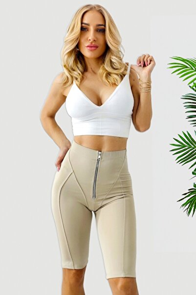 FashionForYou Tenesy short tights, with ribbed and shaping cut, Beige