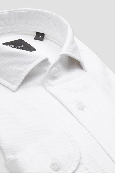 Abbate Antonio Armür Cotton Comfort Fit White Mostra Collar Men's Plain Shirt