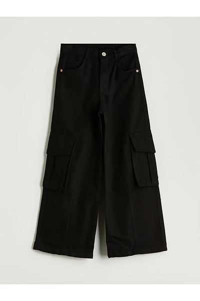 LC Waikiki Lcw Kids Black Wideleg Girl's Cargo Pants