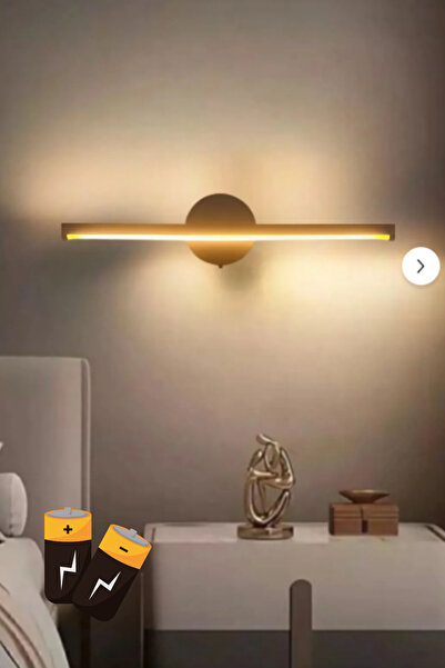 luxshome Modern Kablosuz Tak Çalıştır Ledli Pilli Aplik Banyo Tablo Ayna Aydınlatma Eskitme Gold Pil Dahildir