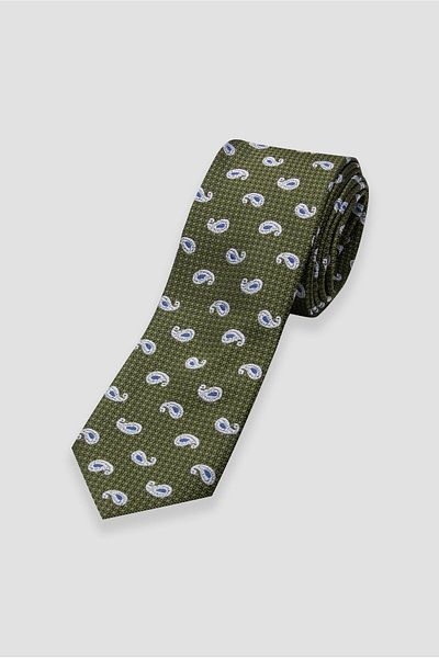 Abbate Tie 8 cm Microfiber Polyester Khaki Men's Patterned Tie