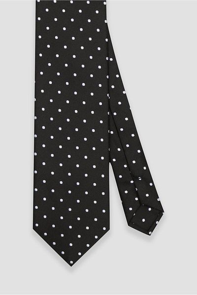 Abbate Tie 8 cm Microfiber Polyester Black Men's Polka Dot Tie