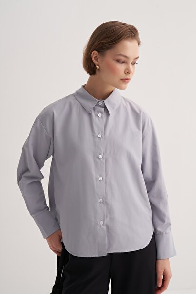 EBU Prive Women's Poplin Basic Shirt Gray