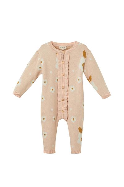 Uludağ Triko Pink Organic Cotton Floral Jumpsuit