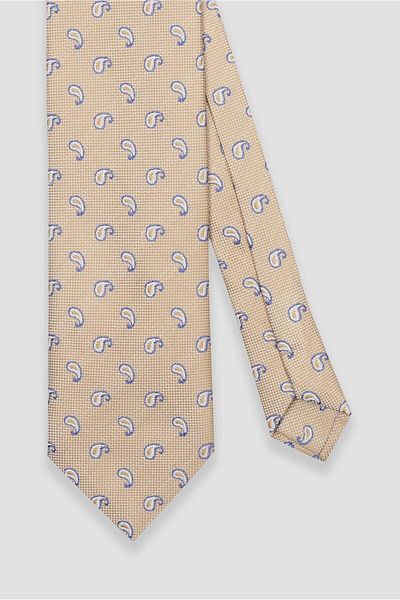 Abbate Tie 8 cm Microfiber Polyester Yellow Men's Patterned Tie