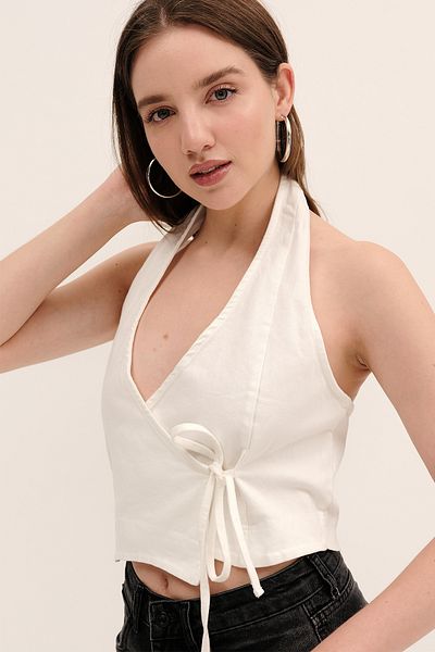 Addax Backless Side Tie Blouse A17337
