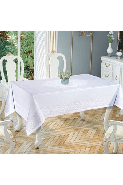 Tropikhome Jacquard fabric tablecloth 150x220cm, Tropik Home, Gold Etamin white k12