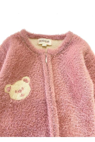 Uludağ Triko Baby Welsoft Jumpsuit with Pink Teddy Bear