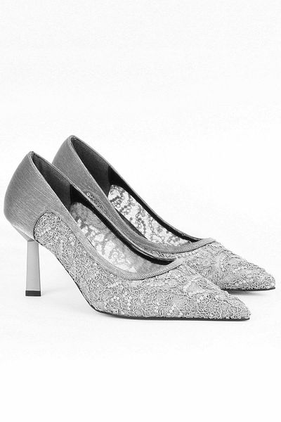 Paris Shoes Women's Platinum Mesh Detailed Heeled Shoes - Elantra