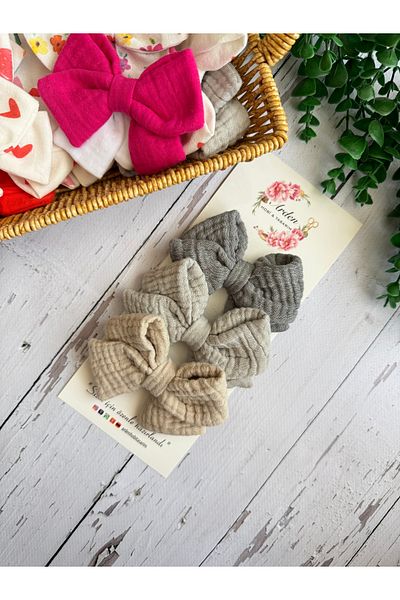 ARDEN HOBİ TASARIM Muslin-Linen 3-Piece Bow Buckle Set
