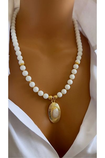Nevaa Still Glass Bead Design Necklace