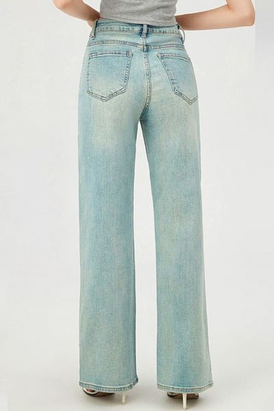 FashionForYou Fremont Relaxed Fit Jeans, Star Print And Pre-washed Look, Denim Green, S