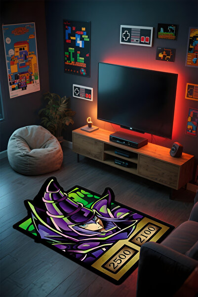 Alpacarpet Özel Kesimli Desenli Anime & Gamer Halısı Kaymaz Taban Makinede Yı...