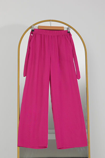 DPARİS Elastic Waist Relaxed Fit Loose Leg Casual Trousers