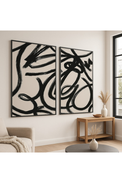seninürünün Velocity - Pictură modernă din 2 piese cu imprimare pe tablă adevărată, cu cadru metalic din aluminiu negru