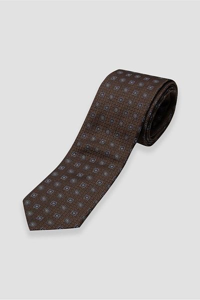 Abbate Tie 8 cm Microfiber Polyester Light Brown Men's Patterned Tie