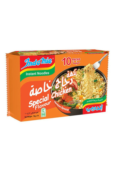 İndomie نودلز سريعة التحضير، بنكهة دجاج خاصة، 75 غرام × 10 قطع