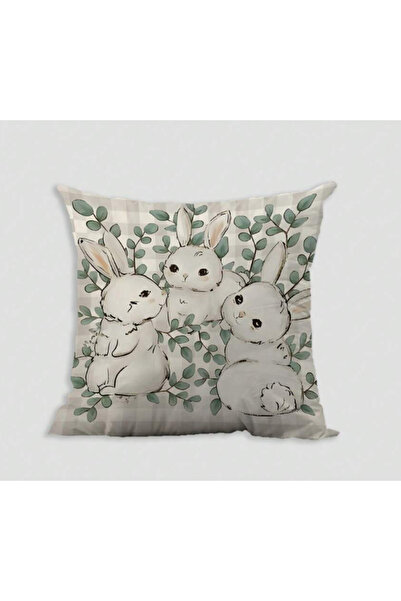 SaraTremo Διακοσμητική μαξιλαροθήκη με 3 κουνέλια – 45x45 εκ., 100% πολυεστέρας